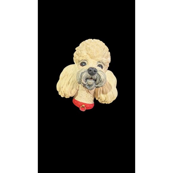 Bossons Congleton Poodle Chalkware Wall Plaque Vintage Dog Art 5" England Handma - Picture 4 of 6